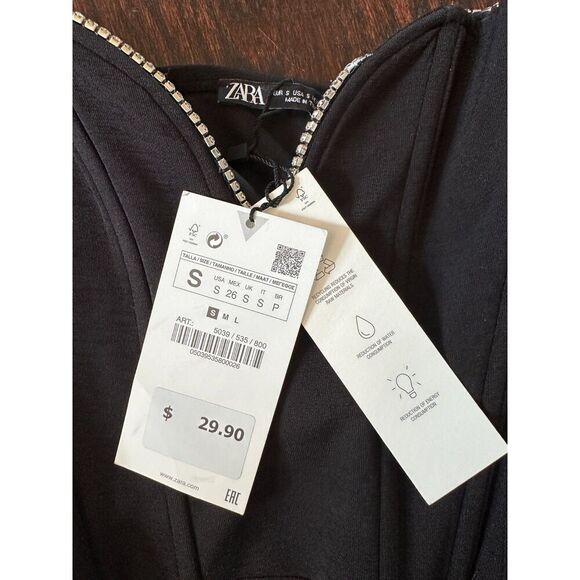 Zara Corset with Crystals Black Size Small NWT! - Picture 3 of 3
